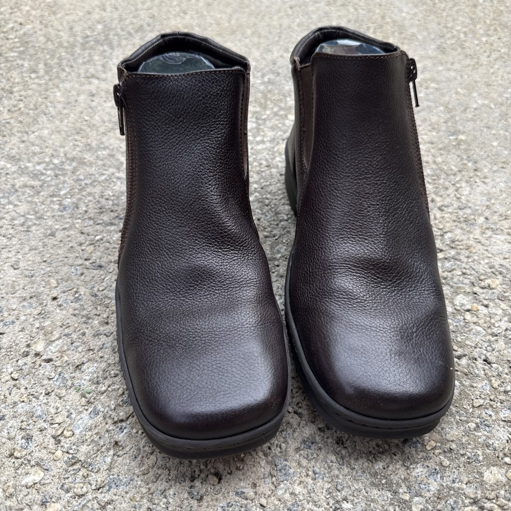Azaleia Brown Leather Ankle Boots Booties Side Zip Women's Size 7.5